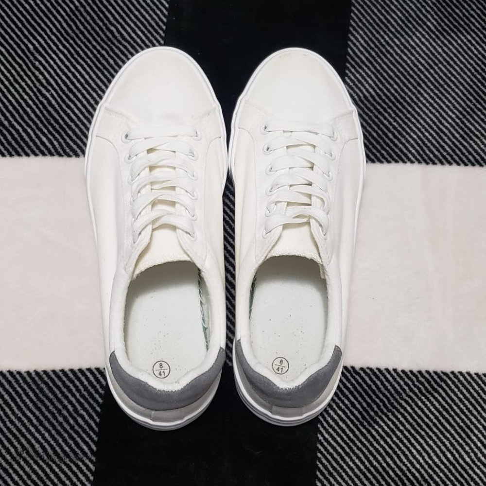 Men's Shoes, White Canvas Sneakers, for Men, Size 8